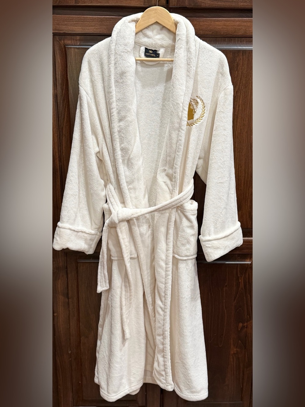 Authentic Caesars Palace Las Vegas Luxury Hotel Robe White Plush Fleece